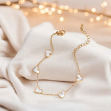 18K Golden-Plated 304 Stainless Steel Interlocking Heart Charm Bracelet