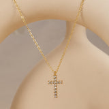 Minimalist Cross Rhinestone Inlaid Necklace