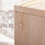 Minimalist Cross Rhinestone Inlaid Necklace
