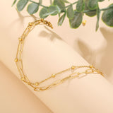 Elegant 18K Golden Plated Stainless Steel Double Layered Bracelet