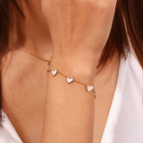 18K Golden-Plated 304 Stainless Steel Interlocking Heart Charm Bracelet