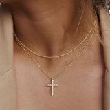 Minimalist Cross Rhinestone Inlaid Necklace