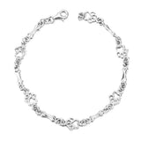 Silver bracelet with dog paw prints and a bone