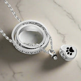 Necklace with Urn in the Shape of a Paw Print made of Stainless Steel