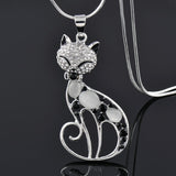 Cats of Love Silver Necklace with Zirconia