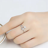 Shadow Open Ring with Cat Motif – Zirconia
