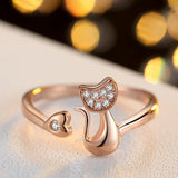 Shadow Open Ring with Cat Motif – Zirconia