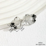 Huggie earrings heart and black enamel.