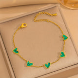 18K Golden-Plated 304 Stainless Steel Interlocking Heart Charm Bracelet