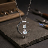 Necklace with Moonstone and Kitten