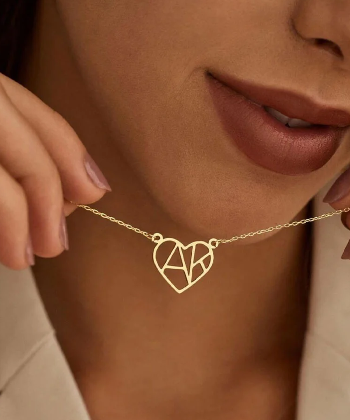 Necklace With Heart And Initial