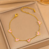 18K Golden-Plated 304 Stainless Steel Interlocking Heart Charm Bracelet