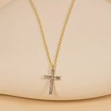 Minimalist Cross Rhinestone Inlaid Necklace