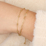 Elegant 18K Golden Plated Stainless Steel Double Layered Bracelet