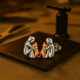Two-Tone Silver and Gold Cat Hug Earrings