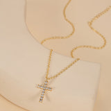 Minimalist Cross Rhinestone Inlaid Necklace