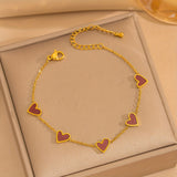 18K Golden-Plated 304 Stainless Steel Interlocking Heart Charm Bracelet