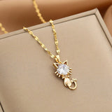 Gold-plated necklace for cats with zirconia