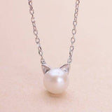 Beautiful Cat and Pearl Necklaces with Earrings and Ring