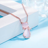 Pink Stone Necklace with Zircons