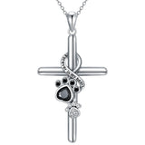 Silver Pendant with Footprints and a Cross